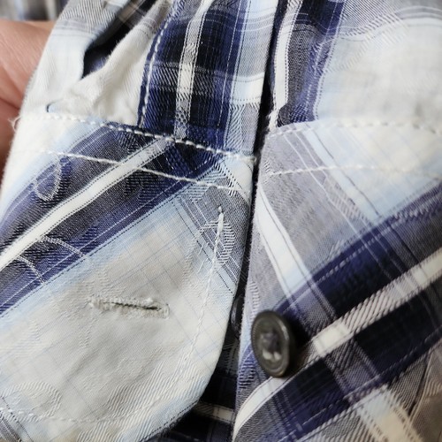 Camisa azul Pronto para hombre de manga larga a cuadros de cachemira talla M - Imagen 10 de 10