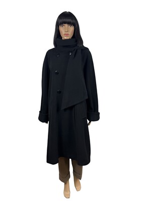 Escada By Margaretha Ley Wool Overcoat Scarf Decor DE40 IT46