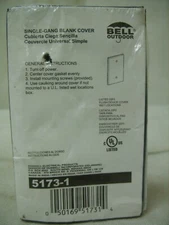 Bell Hubbell Single Gang Rectangular Metal White Blank Outdoor Box Cover 5173-1