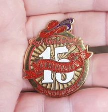 Vintage enamel Red HAT SOCIETY PIN 15th Anniversary 2013 Collectors Pin