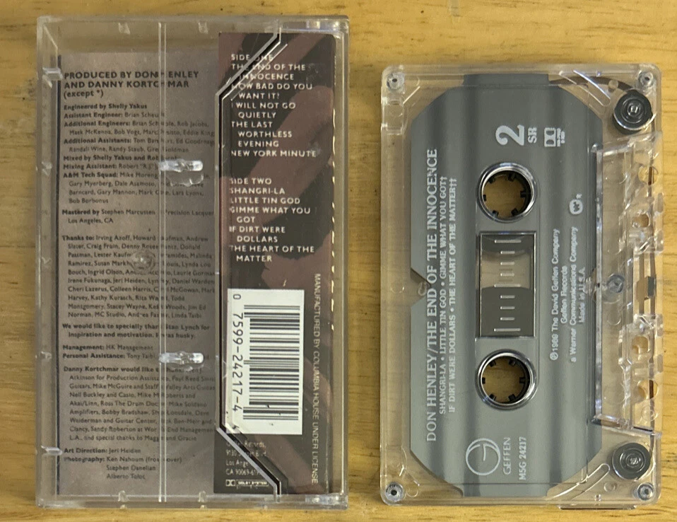Don Henley The End Of The Innocence Cassette Tape (Geffen Records, 1989, Used) Foto 2 de 2