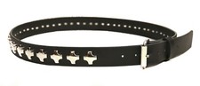 Cross Stud Nickel 1 1/4" Genuine Leather Belt Punk Goth Thrash Metal Funk Plus