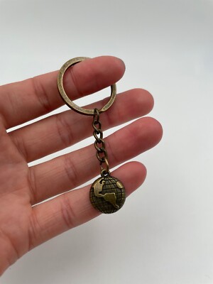 Porte-clés Monde Terre Planète Espace - Charm En Métal Bronze - Marque Onwomania, Neuf Avec étiquette