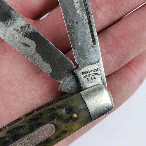 Parker Frost Schrade USA Bison Stockman knife, jig dark brown bone, 1978-2 - Picture 2 of 10