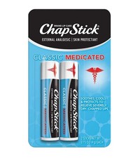 ChapStick Classic Medicated Lip Balm Tube, 0.15 oz Each Tube, 2 ct. New PFIZER