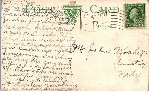 St. Elizabeth Hospital, Lincoln NE 1915 Vintage Postcard DD - Picture 2 of 2