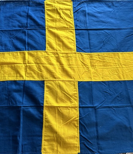 Vintage Swedish Linen Flag Sweden 46”x74” NYA Stockholms Flaggfabrik - Imagen 4 de 10