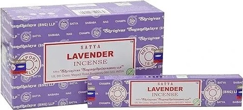 12 pack box Original Satya Lavender Incense Sticks Joss FULL BOX uk new - Picture 4 of 5