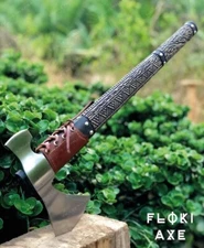 Handmade Carbon Steel Axe Unique Design Engraved Handle Leather On Handle