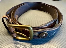 Nocona Belt Co. Camo 12 Gauge Shell Leather Belt, Size 42, Brass Buckle