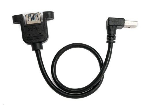 USB 3.0 Cable 11 13/16in Type A Socket To Plug Adapter Screw Angle Black - 第 1/4 張圖片