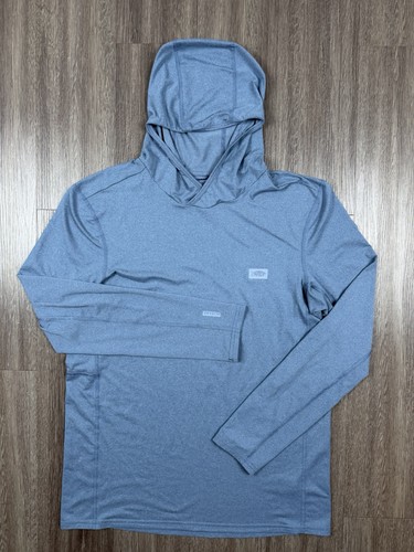 AFTCO Air-O Mesh Hooded Men’s Fishing Shirt Size Medium Blue UPF 50 Lightweight
