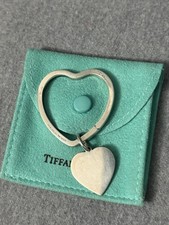 Vintage Tiffany Co Sterling Silver Key Ring double Heart monogram 14gram