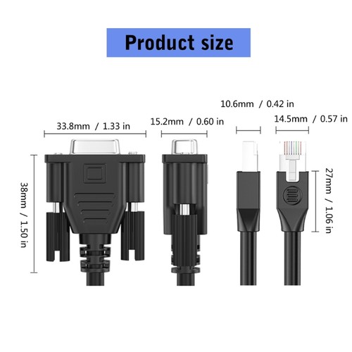 50cm to 300cm RJ45 to DB9 Serial Port Adapter Cord 8P8C to DB9 RS232 Male/Female - Photo 8/20