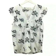 NEW Loft Women’s Floral Eyelet Ruffle Peplum Top Size M