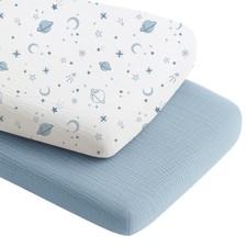 2 Pack Muslin Bassinet Sheets Boys Girls 100 Cotton Soft Breathable 33x21