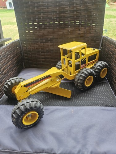 Vintage Tonka Yellow Pressed Metal Toy Road Grader Scraper Excavator Pre Owned - Picture 2 of 14