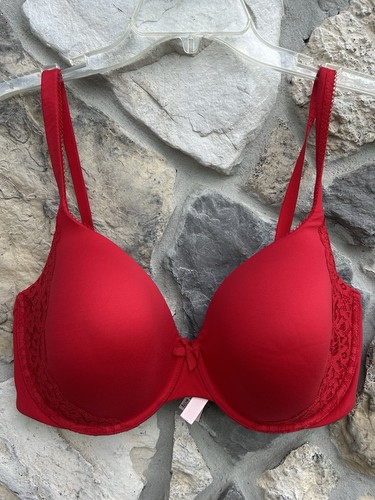 Victorias Secret Body By Victoria Bra Size 36DDD Lined Perfect Coverage Red