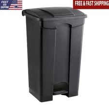 23Gal Step On Plastic Trash Can Large Wastebasket Hands Free Black W/ Foot Pedal