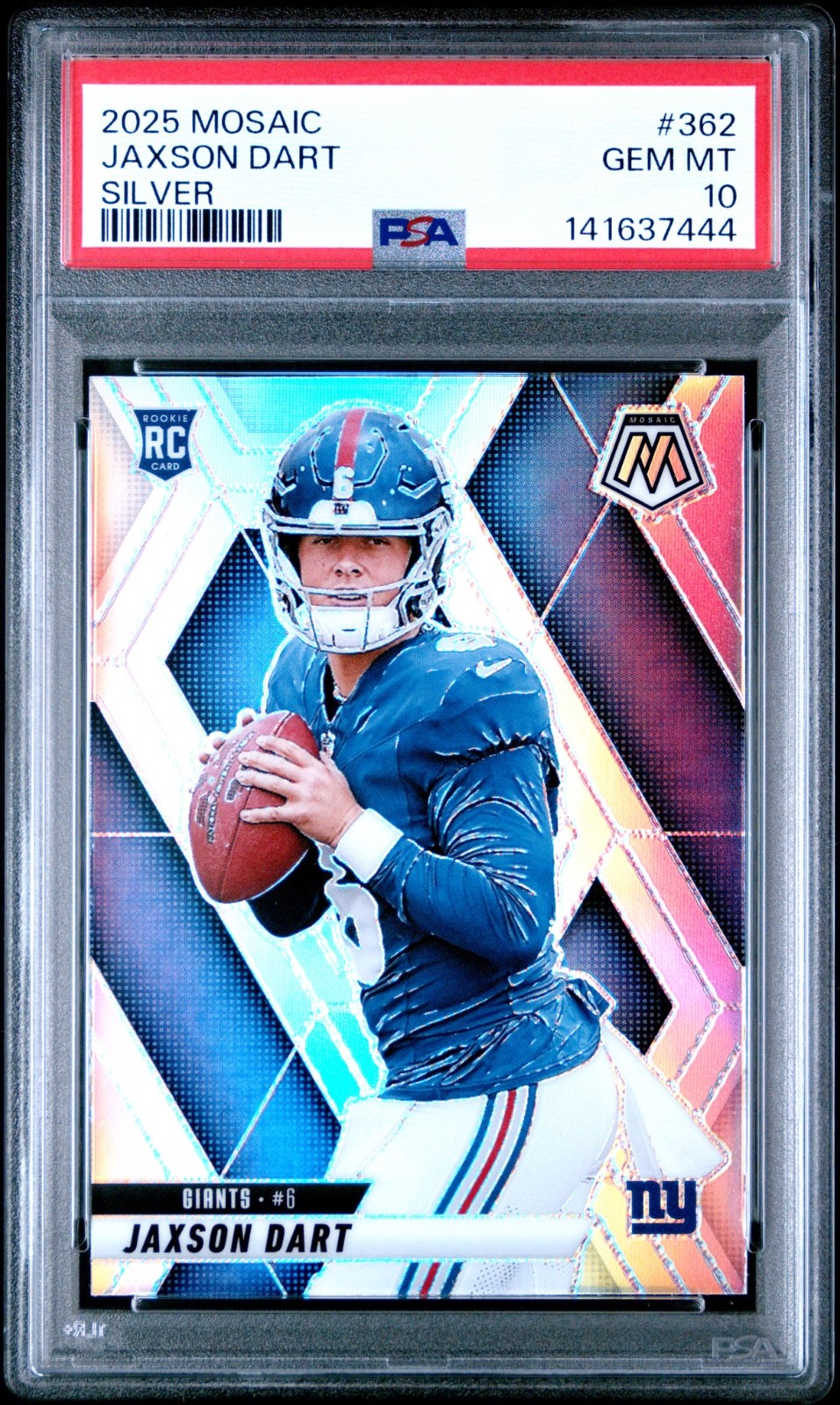 2025 Panini Mosaic Jaxson Dart Silver Prizm Rookie RC #362 PSA 10 Gem Mint
