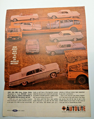 Original 1963 Autolite Magazine Ad ''Nine Great Ways to Buy an Autolite Battery''