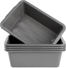 5 Pack Plastic Bus Tubs, 8L Small Dish Tubs Food Service Tub, Kitchen Rectang...