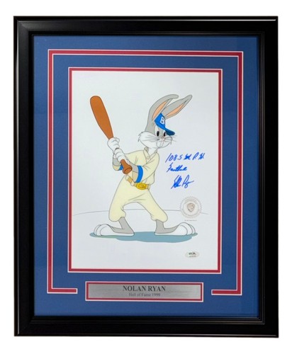 Nolan Ryan Signed Framed 1992 Looney Tunes Film Cel 108.5 MPH Fastball PSA/DNA