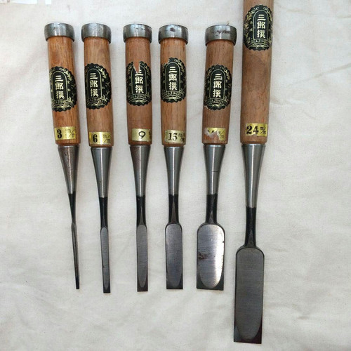 Vintage Japanese Chisel 6set Nomi /Hand Plane Saw Iron Hammer Hand Tool/12m