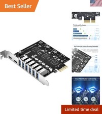 PCIE USB 3.2 Expansion Card - 8 Ports 6 USB  2 Type C for Maximum Efficiency