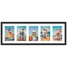 8x24 Picture Frames Collage Wall Decor Display 5Pcs 4x6 Photos with Mat or 1P...