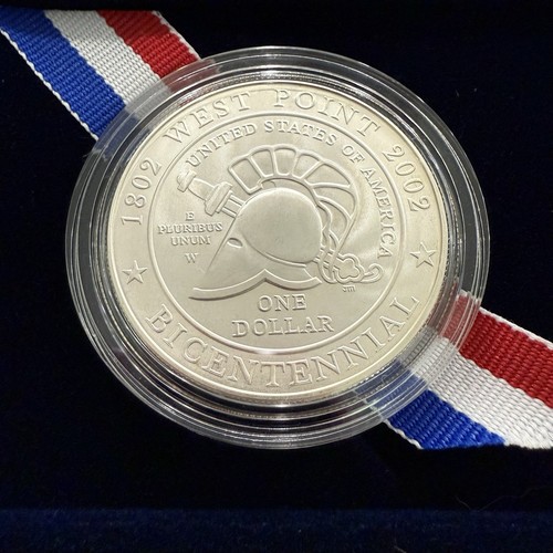 2002 U.S. Military Academy Bicentennial Commemorative Proof Silver Dollar w/COA - Picture 2 of 4