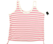 Torrid Super Soft Scoop Neck Side Tie Tank Multi Stripe Pink Beige 3 3X NWT
