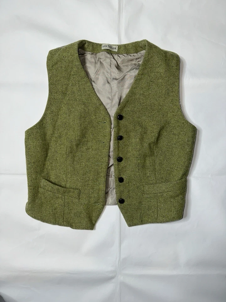 Usado - Chaleco de lana vintage Ann Taylor con botones delanteros para mujer (talla S) Foto 2 de 4