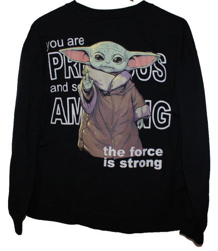 Star Wars Baby Yoda Sweatshirt Pullover Black Extra Large 15 17 The Child - Picture 5 of 6
