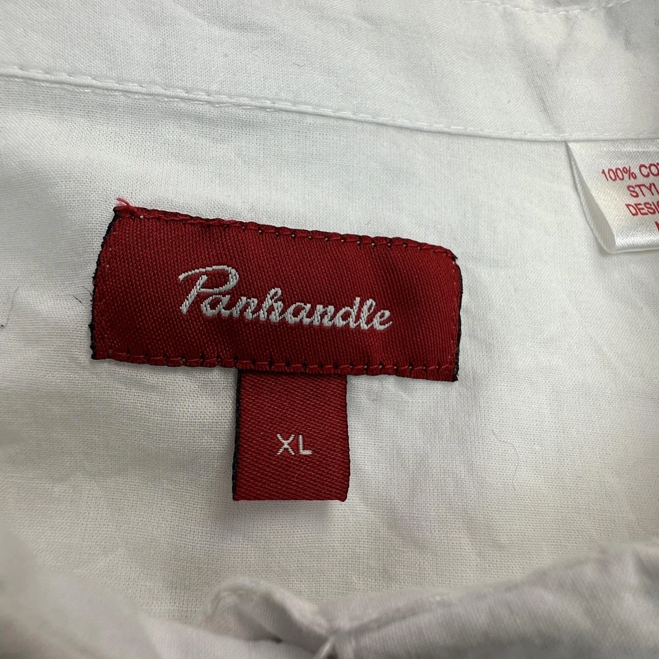 Panhandle Shirt Womens XL White Embroidered Western Snap Button Long Sleeve - Image 3 of 4