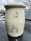 Antique Red Wing 3 gallon Birch Leaf Stoneware Crock Churn