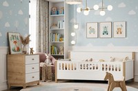 Skandinavisches Kinderzimmer Set Mit Bett Und Breiter Kommode