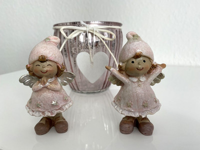 Set Deko Engel kleine Vase Kerzen Set Deko Teelichthalter Dekofiguren Herz NEU