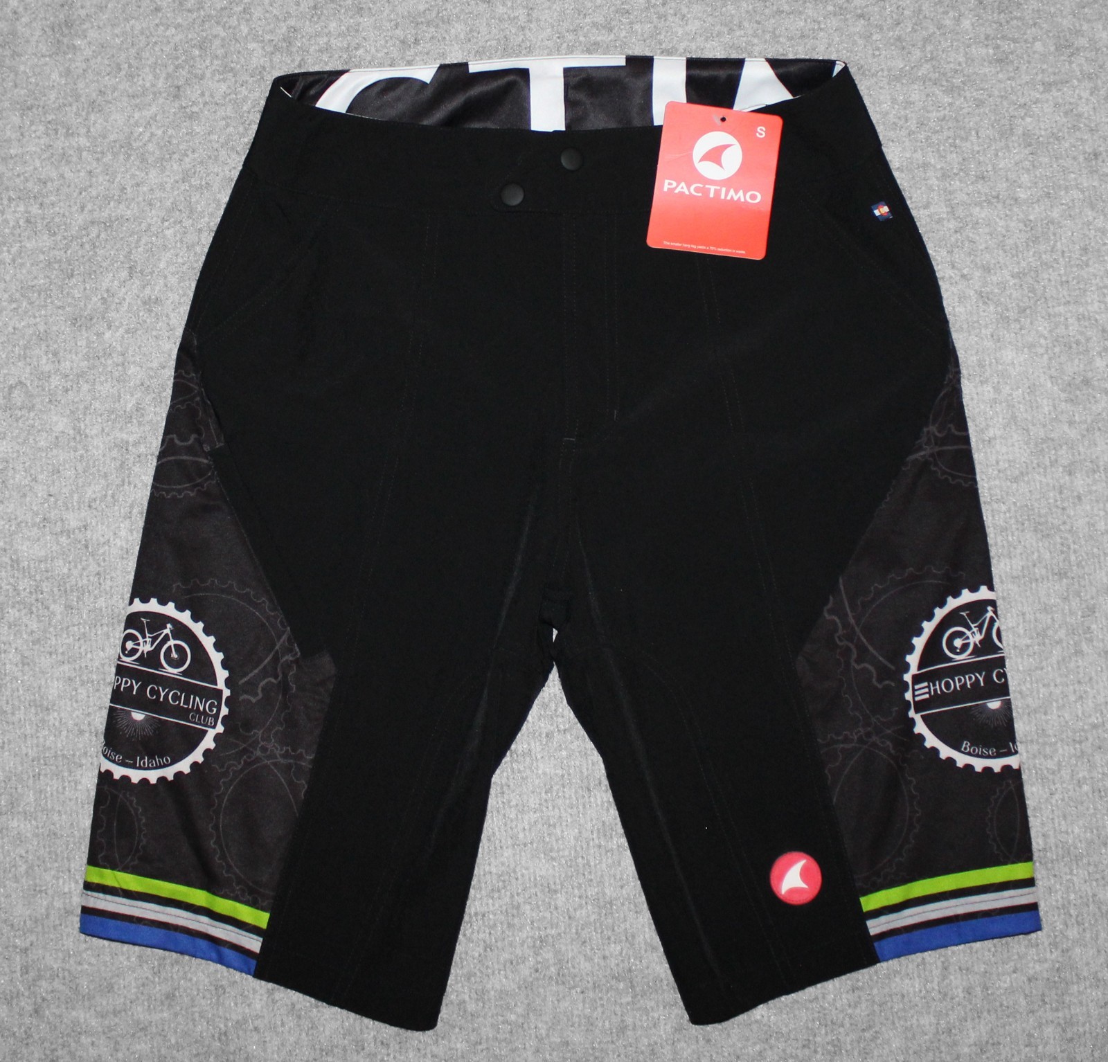 nwt PACTIMO MOUNTAIN BIKE 10" SHORT + Hoppy Cycling Club Boise Idaho sz S Shorts