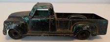 Vintage Cast Iron Pickup Truck Toy Black Green Patina 1940s 1950s Heavy Metal