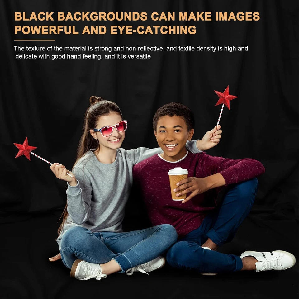 Fondo de fondo negro de 10X8 pies para fotografía, poliésteres de alta densidad Chromakey Foto 3 de 4