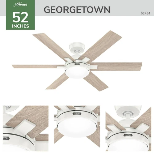 Hunter 52 Georgetown ENERGY STAR Ceiling Fan W/ LED Light, Remote - Contemporary - Picture 23 of 24