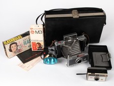 Vintage Polaroid Lot Land Camera Automatic 100 Case Flash Kodak Instamatic 104
