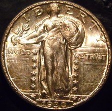 1930-P Standing Liberty Quarter Choice/Gem Uncirculated Light Rainbow Toned