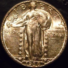 1930-P Standing Liberty Quarter Choice/Gem Uncirculated Light Rainbow Toned