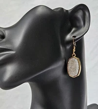 Jasmine Lane Dangle Earrings Gold Tone Faux Silver Tone Natural Stone J1-3371