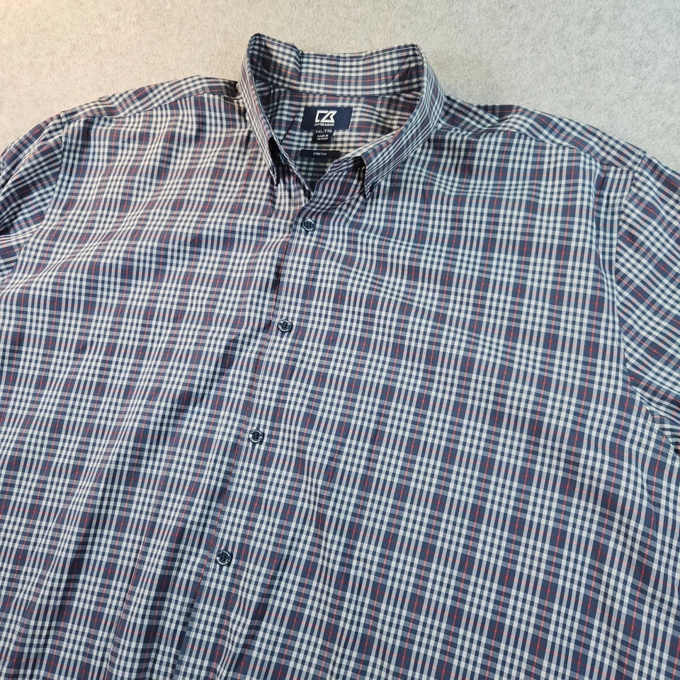 Camisa Cutter & Buck con botones para hombre talla 2XL a cuadros manga larga elástica clásica Foto 2 de 4