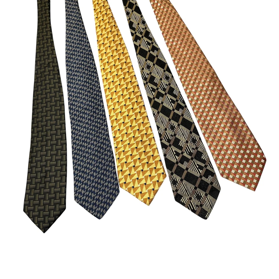 Lote de gravata de seda masculina vintage náutica Bill Blass Alfani gravatas geométricas italianas 9 - Imagem 2 de 4