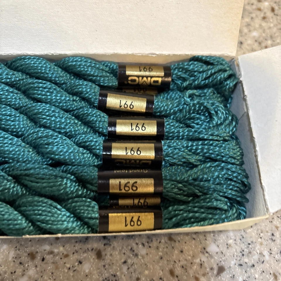 NOS DMC Pearl Cotton (Coton Perle) Size 3 Color 991 TEAL 12 skeins - Image 2 of 3