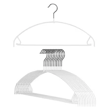 Mawa, 42Ptu Euro Space-Saving Anti-Slip Steel Clothing Hanger, Set of 12, White